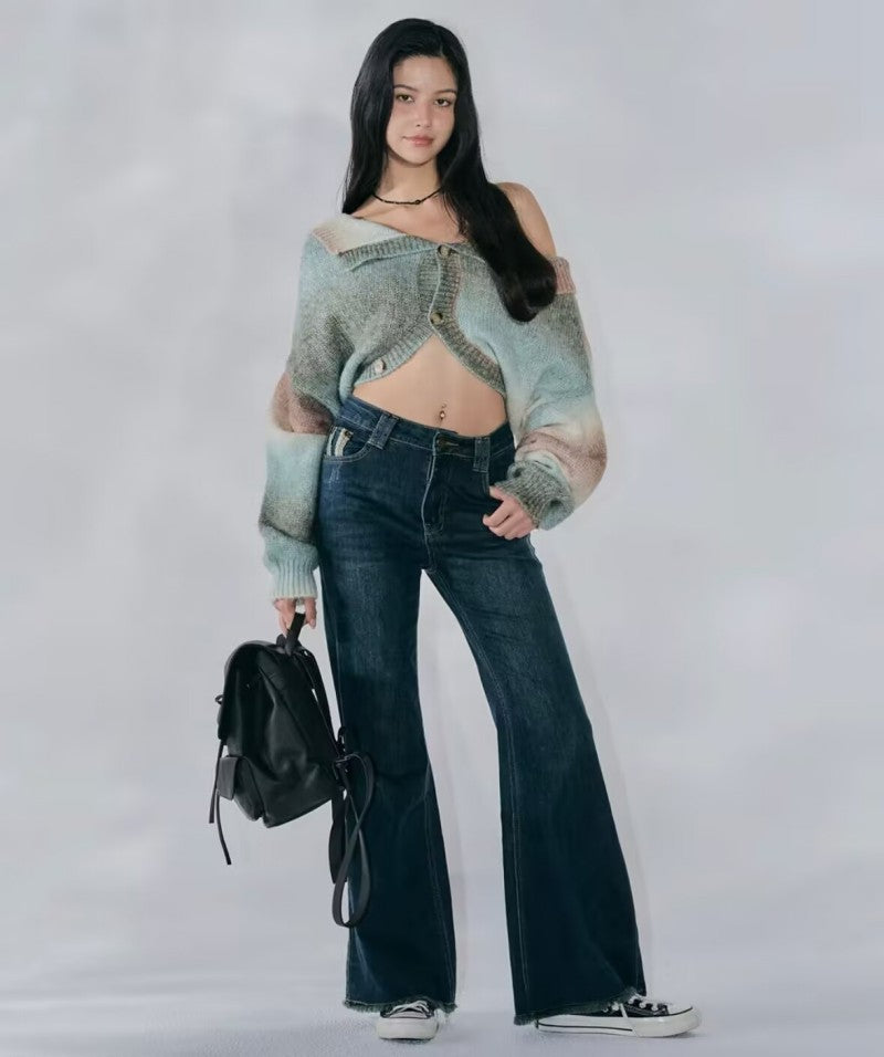 【WE ARE】Korea Zeroplanet Golden Winter Mixed Color Two-Wear Sweater Z24FOT10FO