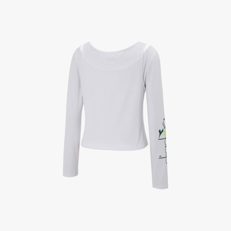 【WE ARE】Korea Diadora fake two-piece design long-sleeved top D5122TRL33