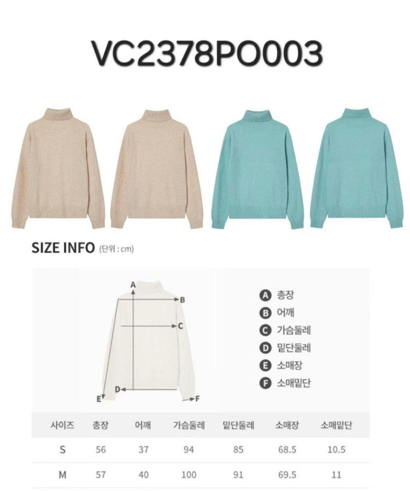 【WE ARE】Korea VOCAVACA purchasing casual turtleneck sweater VC2378PO003