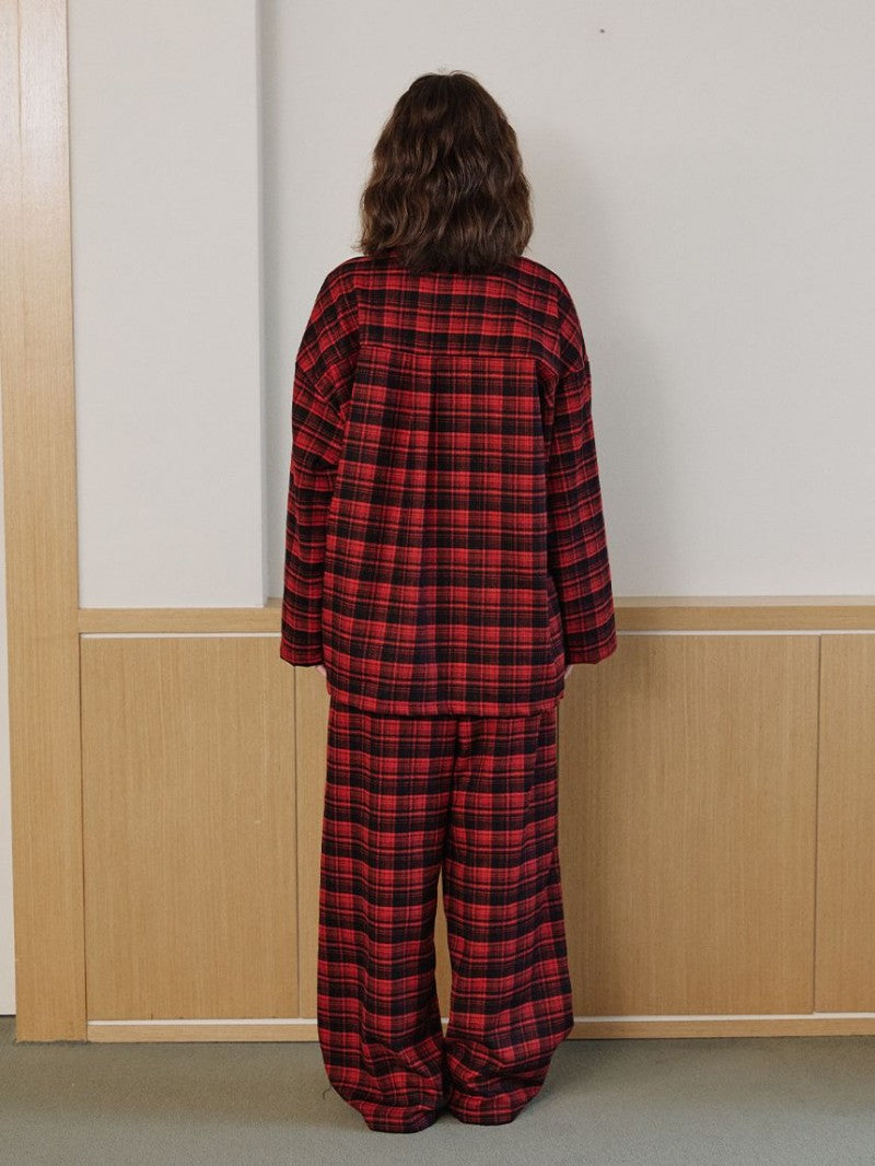 黑五限時折扣【WE ARE】韓國DONTBELATE休閒格子睡衣套裝20251031-4