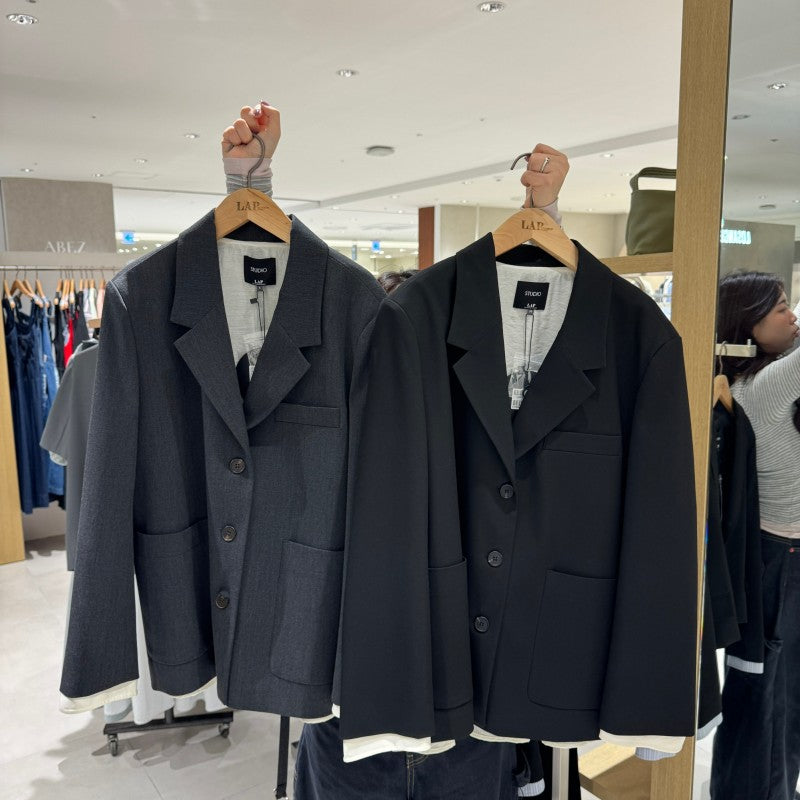 【WE ARE】韓國LAP 假兩件後開衩西裝外套AS1WJ263