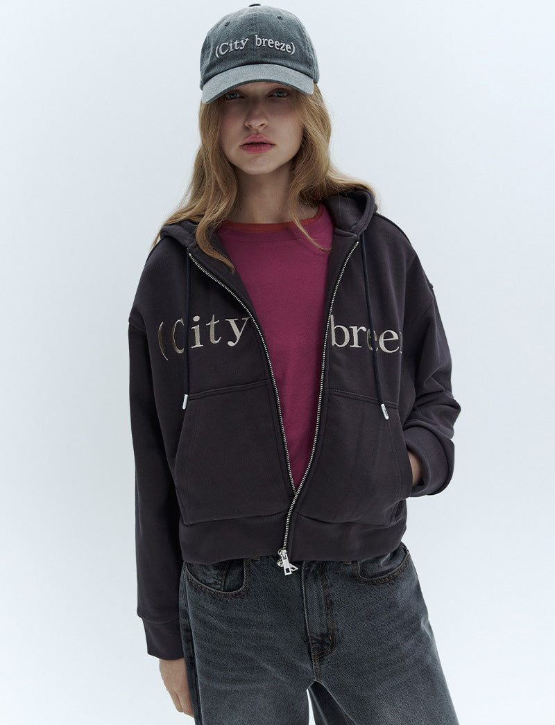 (需排單約等三周)【WE ARE】韓國CITYBREEZE 中性款刺繡logo雙拉鏈連帽外套CTH3ZP83/CTH3ZP03