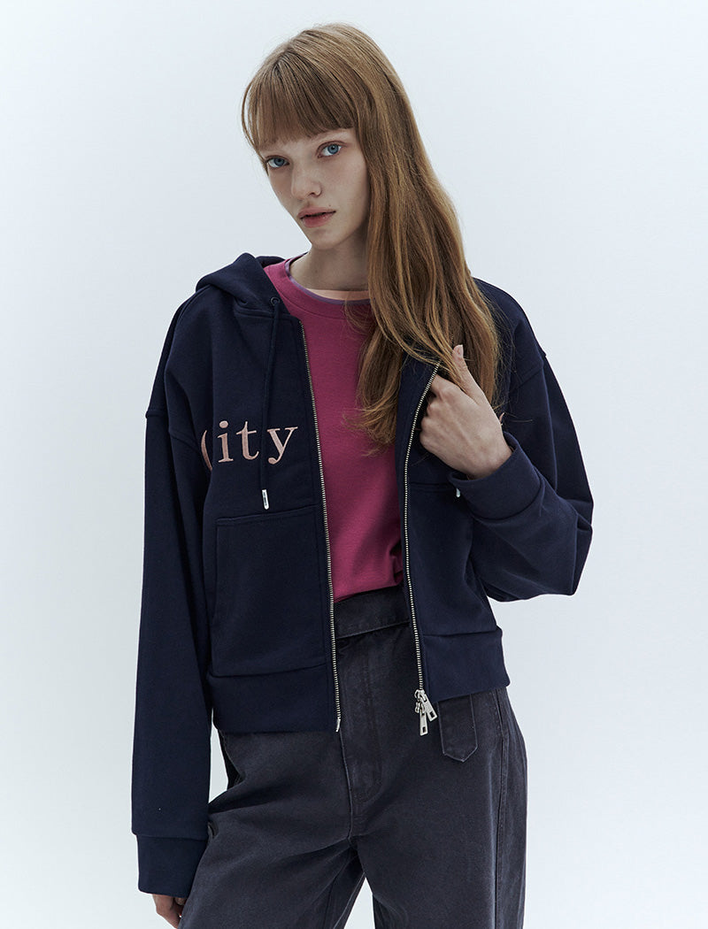 (需排單約等三周)【WE ARE】韓國CITYBREEZE 中性款刺繡logo雙拉鏈連帽外套CTH3ZP83/CTH3ZP03