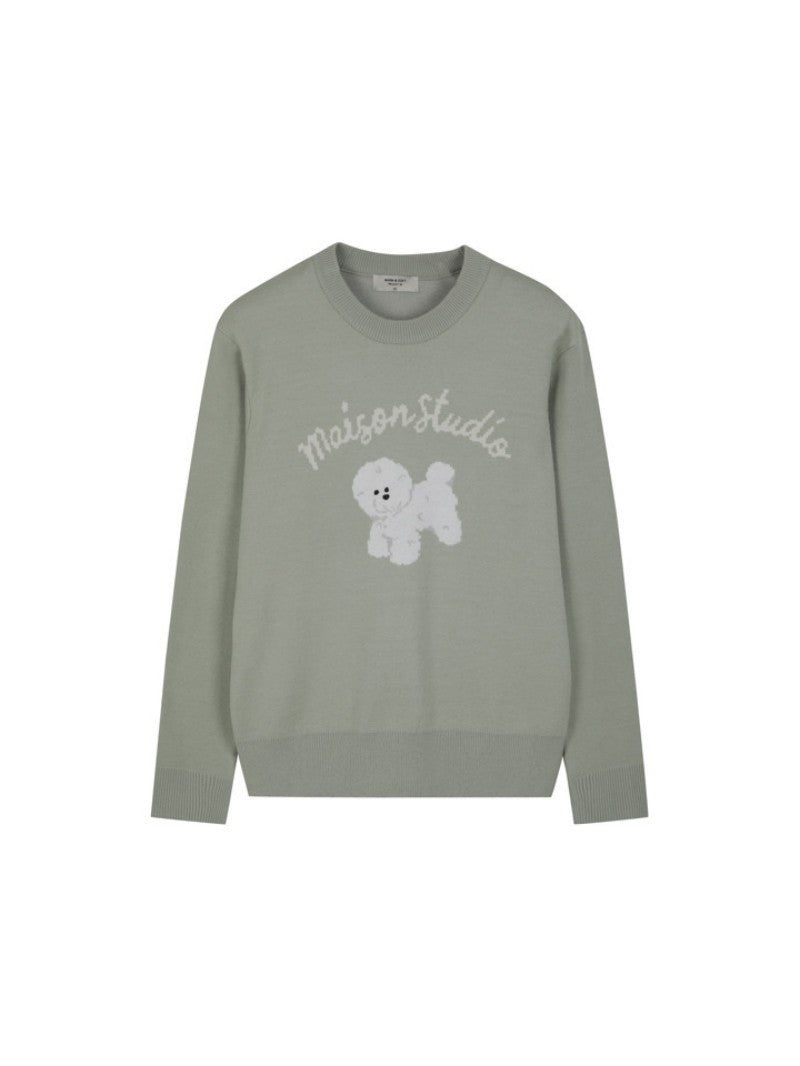 女款【WE ARE】韓國M計畫圓領萌寵字母毛衣EPF4ER2400