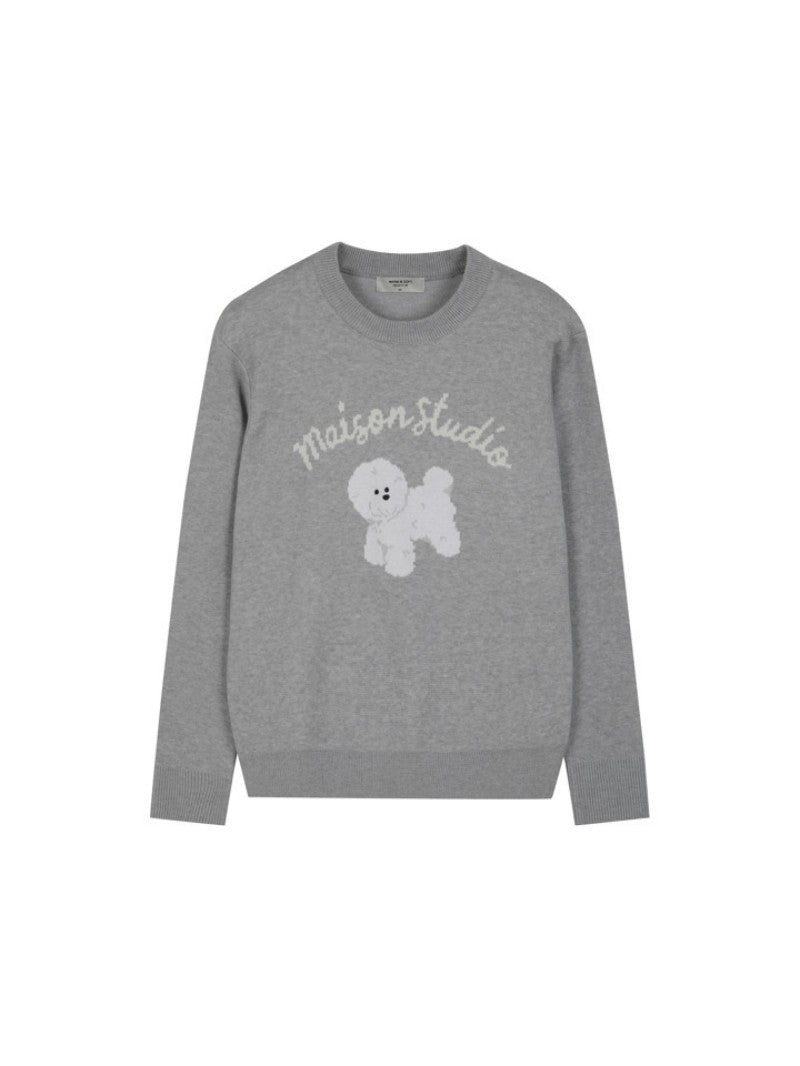 女款【WE ARE】韓國M計畫圓領萌寵字母毛衣EPF4ER2400