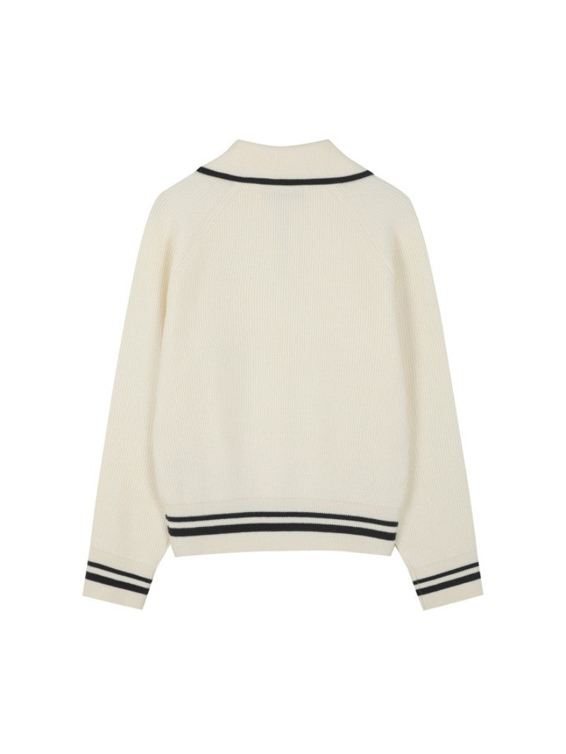 女款【WE ARE】韓國M計畫半拉鏈翻領毛衣EPF4ET2200