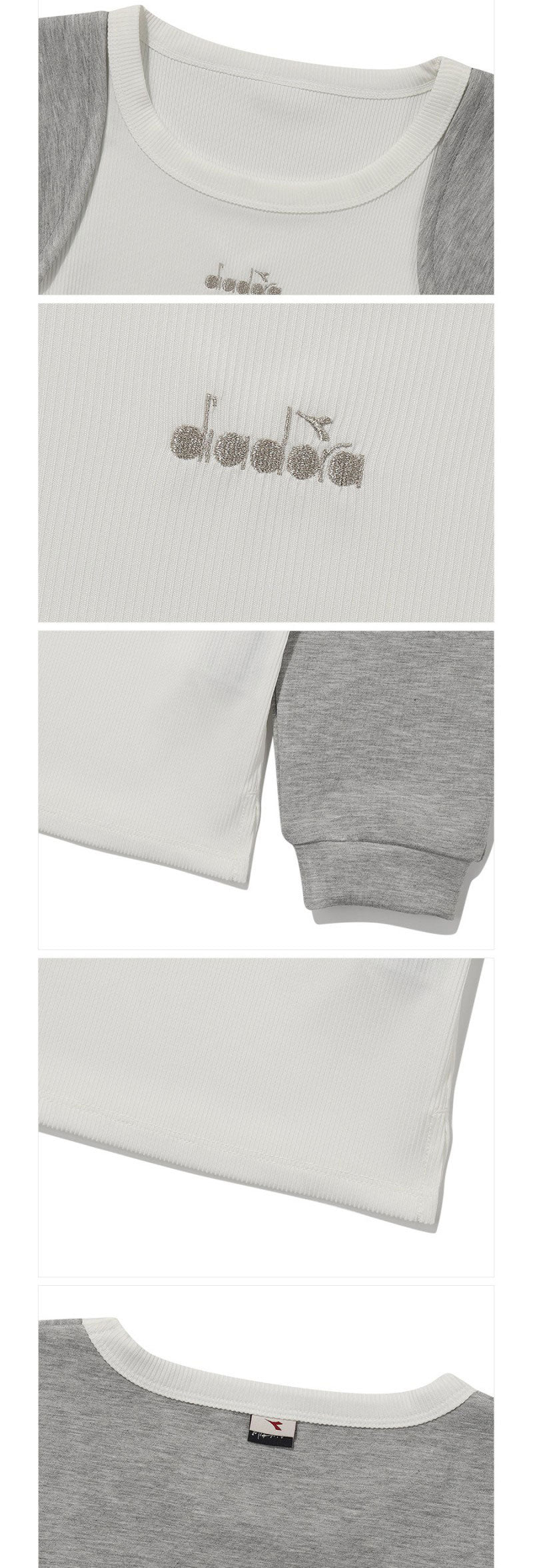 女款【WE ARE】韓國Diadora休閒異材質拼色長袖T恤D5322LFS33