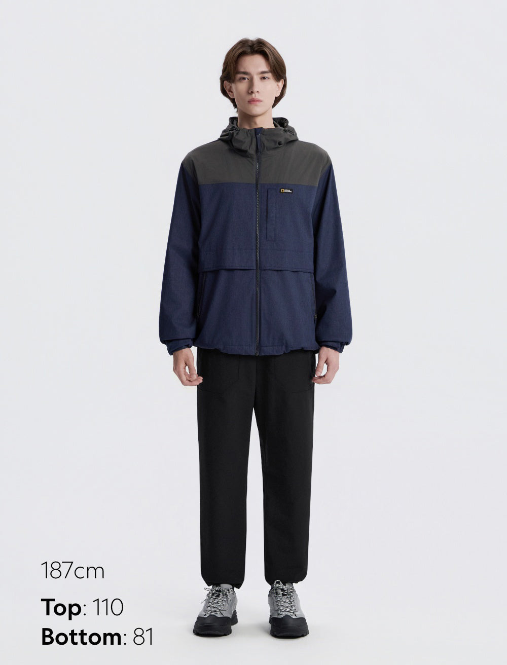 【WE ARE】韓國國家地理 雙層拼色防風連帽外套N253UJP011