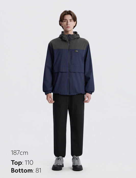 【WE ARE】韓國國家地理 雙層拼色防風連帽外套N253UJP011