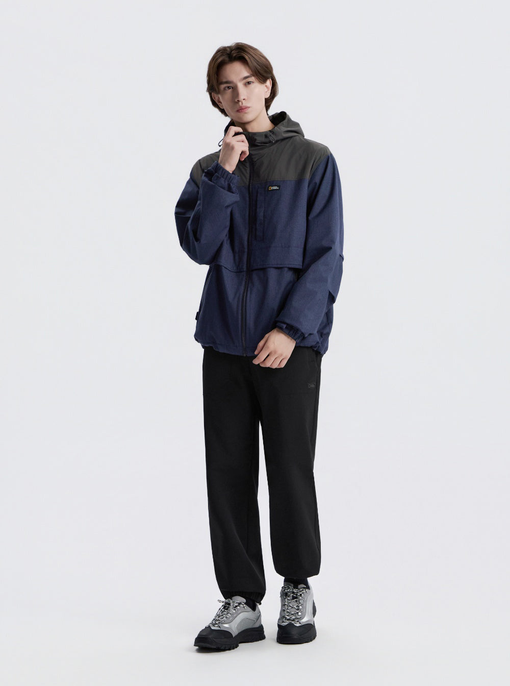 【WE ARE】韓國國家地理 雙層拼色防風連帽外套N253UJP011