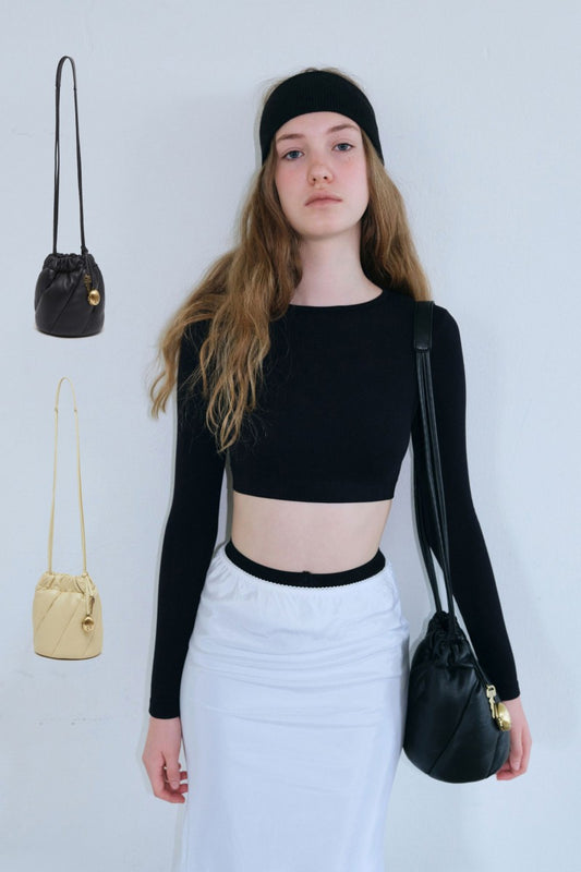 【WE ARE】Korea Archivepke Quilting Dumpling bucket bag OVBAX24537