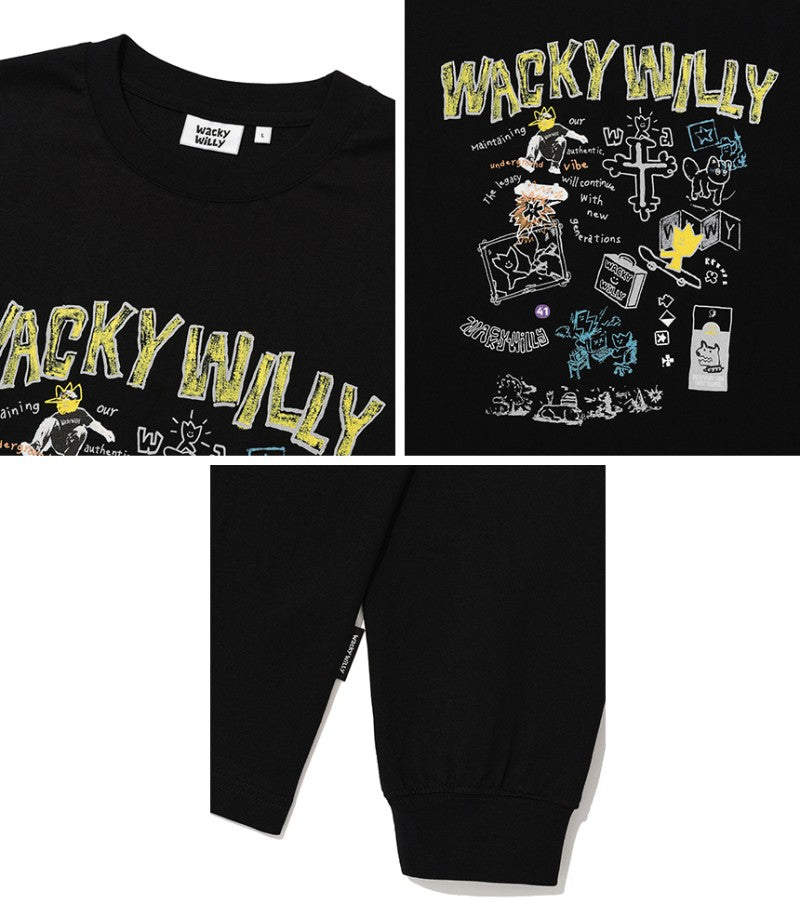 【WE ARE】韓國wacky Willy 塗鴉風長袖T恤 WA2503LT11