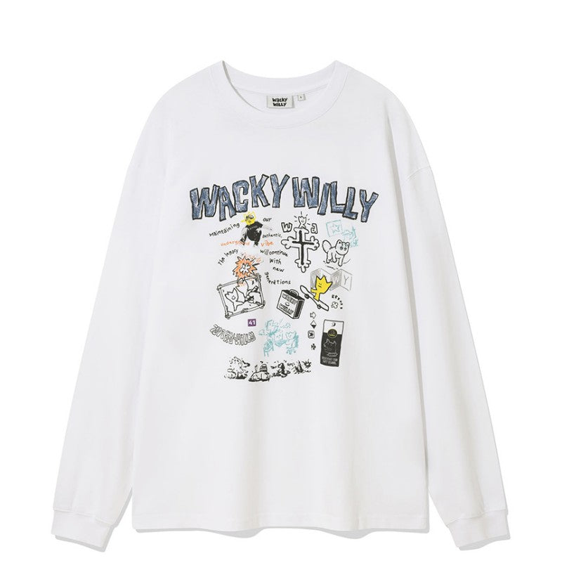 【WE ARE】韓國wacky Willy 塗鴉風長袖T恤 WA2503LT11