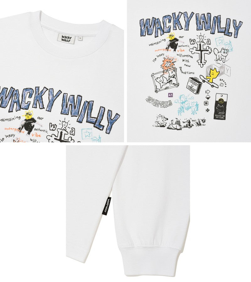 【WE ARE】韓國wacky Willy 塗鴉風長袖T恤 WA2503LT11