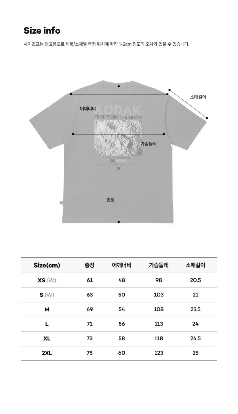 【WE ARE】Korea โกดัก Apollo 11 Graphic Sorona short -sleeved T -shirt K5223LRS32