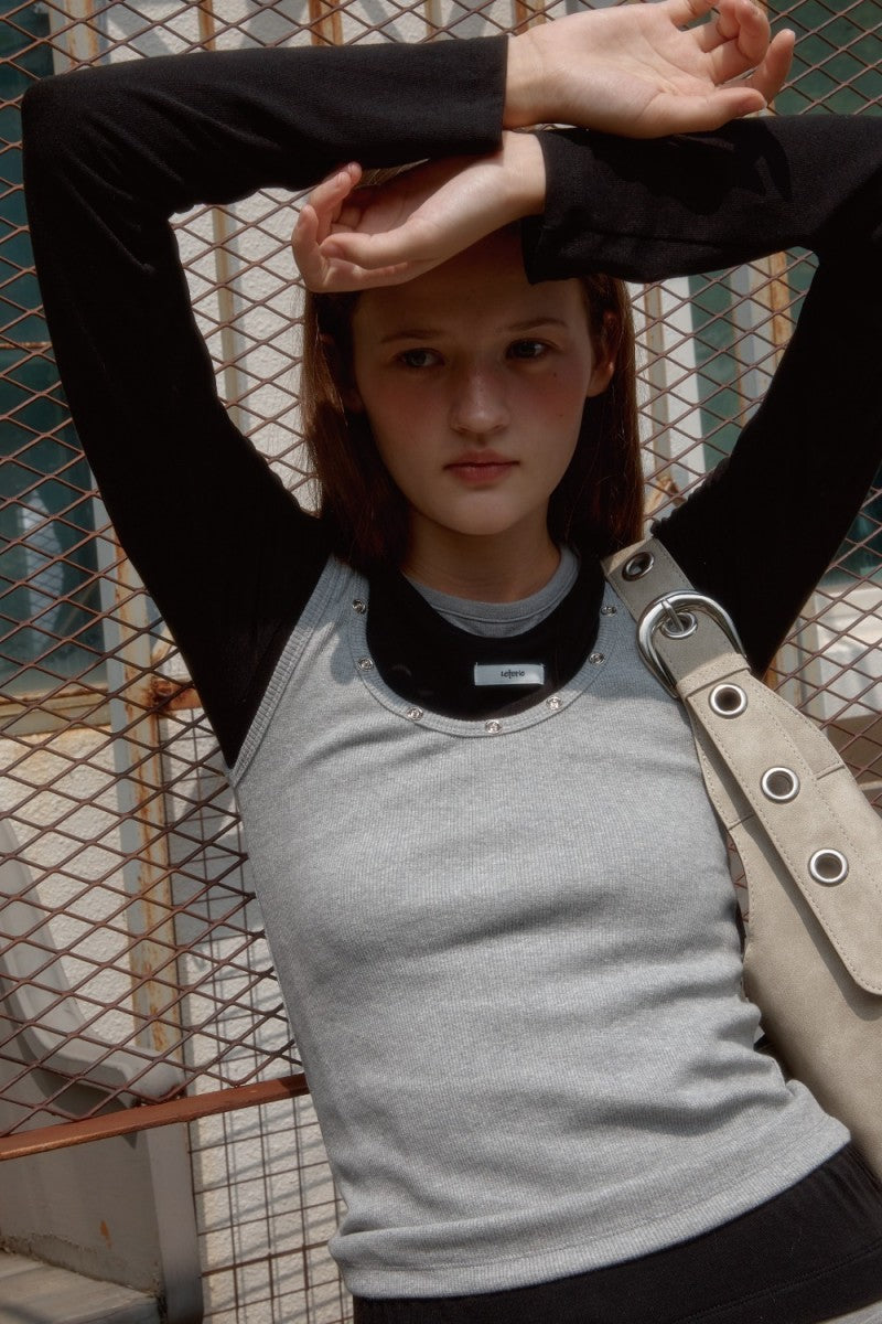 【WE ARE】韓國Leterie 卯釘背心T恤ROUNDSTUDSLEEVELESS