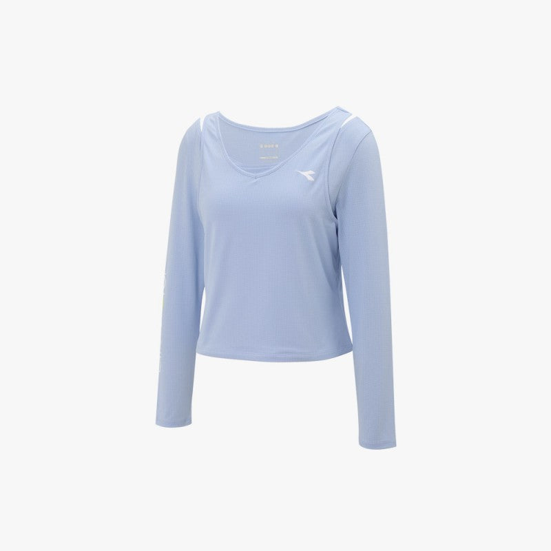 【WE ARE】Korea Diadora fake two-piece design long-sleeved top D5122TRL33