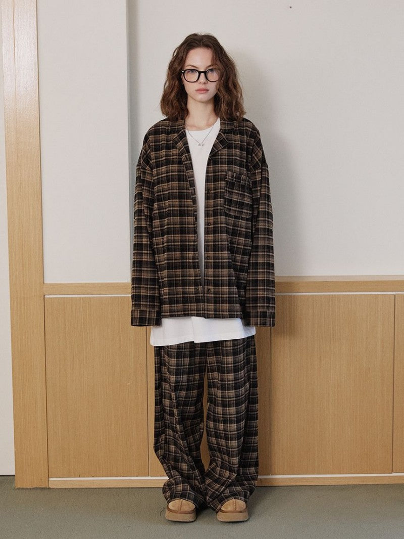 黑五限時折扣【WE ARE】韓國DONTBELATE休閒格子睡衣套裝20251031-4