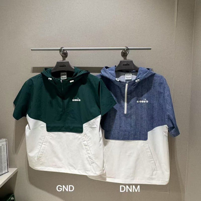 【WE ARE】韓國Diadora 半拉鏈拼色短袖上衣 D5323TWT02