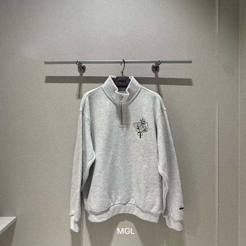 【WE ARE】韓國Diadora休閒半拉鏈領大學T衛衣D6123LFS93