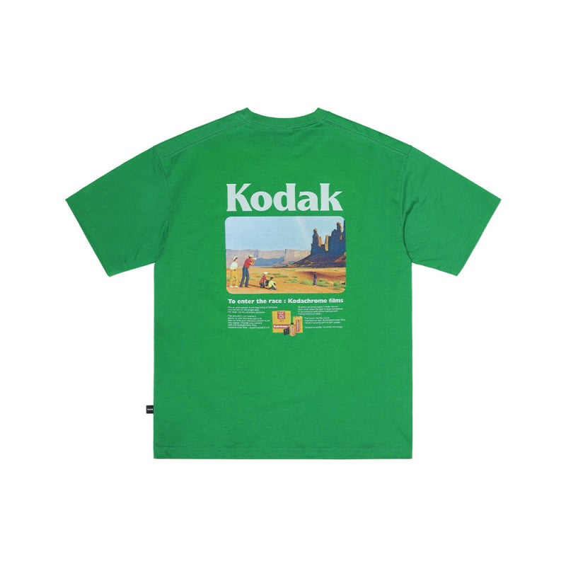 【WE ARE】Korea โกดัก Sinery Back Graphic short -sleeved T -shirt K5223LRS10