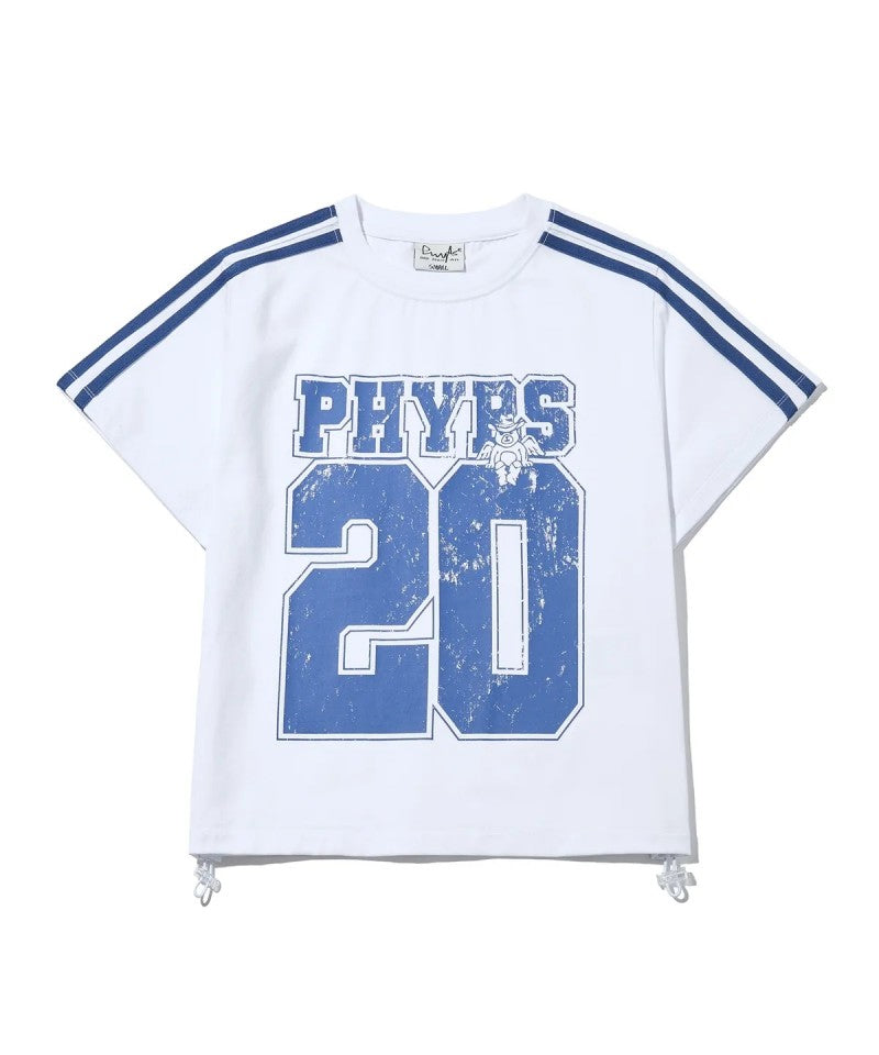 女款【WE ARE】韓國PHYPS 側抽繩數字短袖T恤 PFM1SS202A