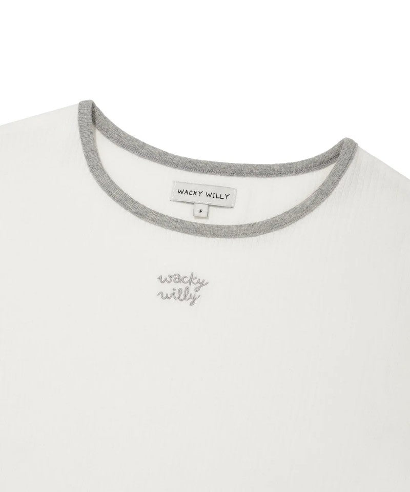 【WE ARE】韓國wacky Willy U領滾邊長袖T恤 WA2503LT61