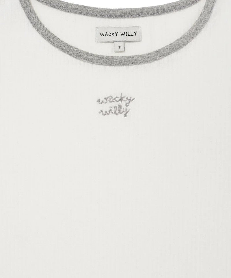 【WE ARE】韓國wacky Willy U領滾邊長袖T恤 WA2503LT61