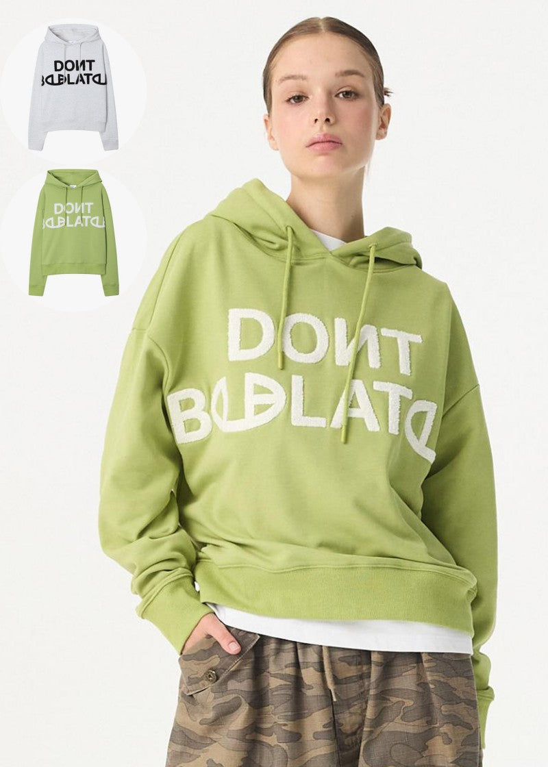 【WE ARE】韓國DONTBELATE 絨毛刺繡logo帽T