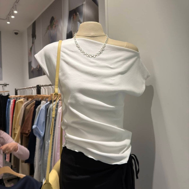 大茜選品【WE ARE】韓國東大門TD斜肩T恤SAD2IS005AA