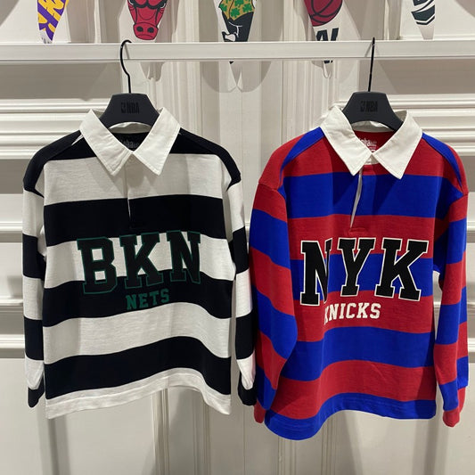 NBA Kids【WE ARE】Korean Lapel Striped T-Shirt K251TS050P