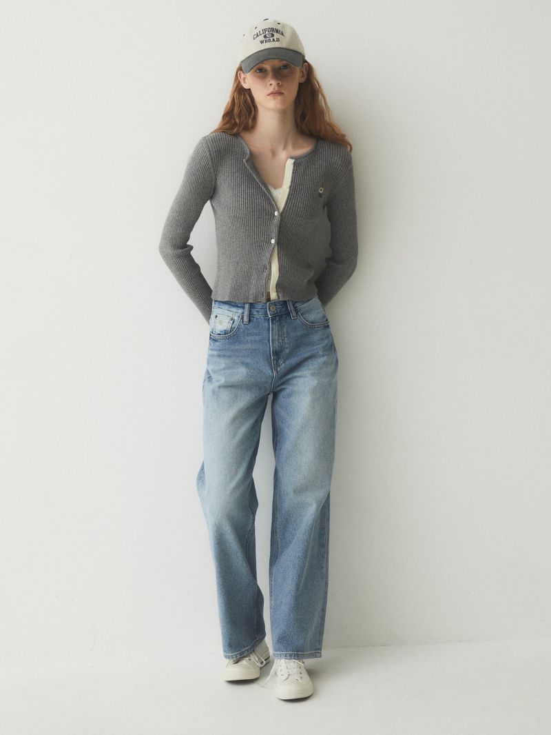 【WE ARE】Korea WHO.AU purchasing casual loose jeans WHTJE4911F