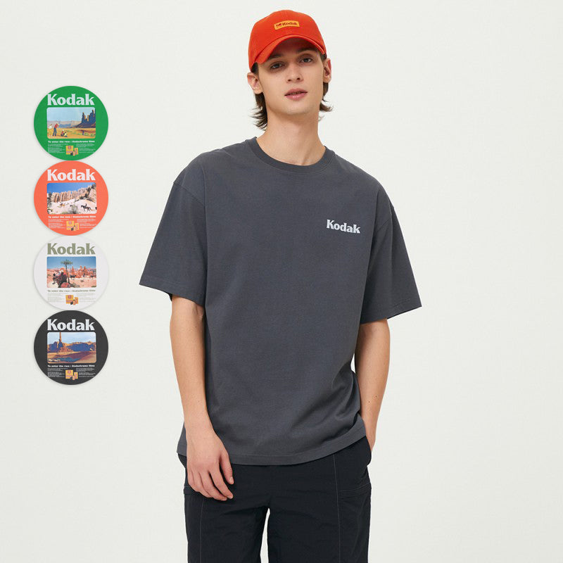【WE ARE】Korea โกดัก Sinery Back Graphic short -sleeved T -shirt K5223LRS10