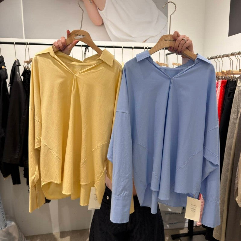 大茜選品【WE ARE】韓國東大門TD無扣長袖襯衫SAC1SK001AA