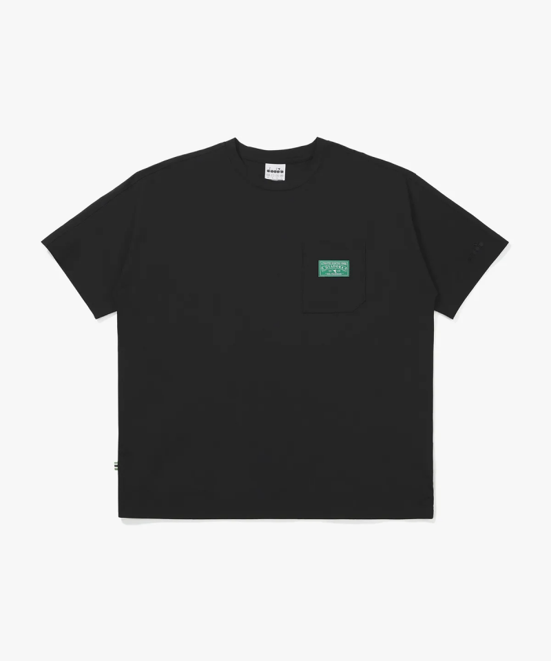 中性版【WE ARE】韓國Diadora 口袋刺繡布標 尼龍短袖T恤 D5221LWT88
