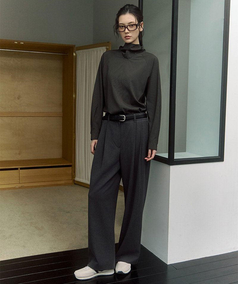 建議160以上【WE ARE】韓國LAP 微毛呢打褶西裝褲(秋冬款) AR4WPA63