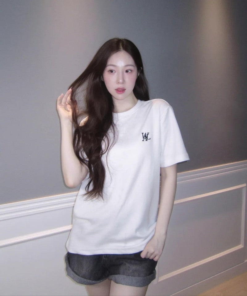 版型寬鬆【WE ARE】韓國WAL WOOALONG 落肩經典小標短袖T恤 WL252JST02U