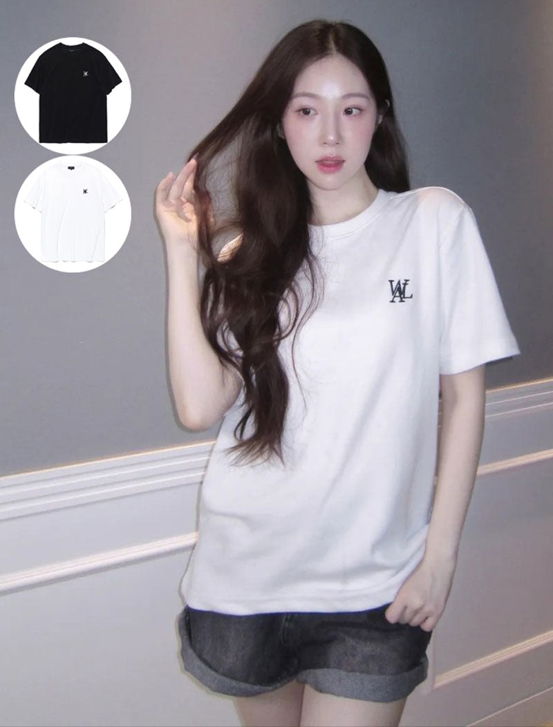 版型寬鬆【WE ARE】韓國WAL WOOALONG 落肩經典小標短袖T恤 WL252JST02U