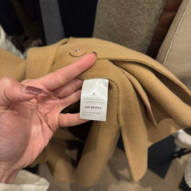 大茜選品【WE ARE】韓國東大門TD 開襟附綁帶100%羊毛外套 LE23FWCT002