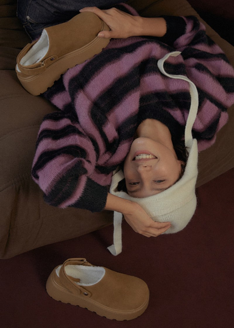 【WE ARE】韓國CHAAKAN 絨毛馬丁麂皮厚底拖 WTSDR4H174