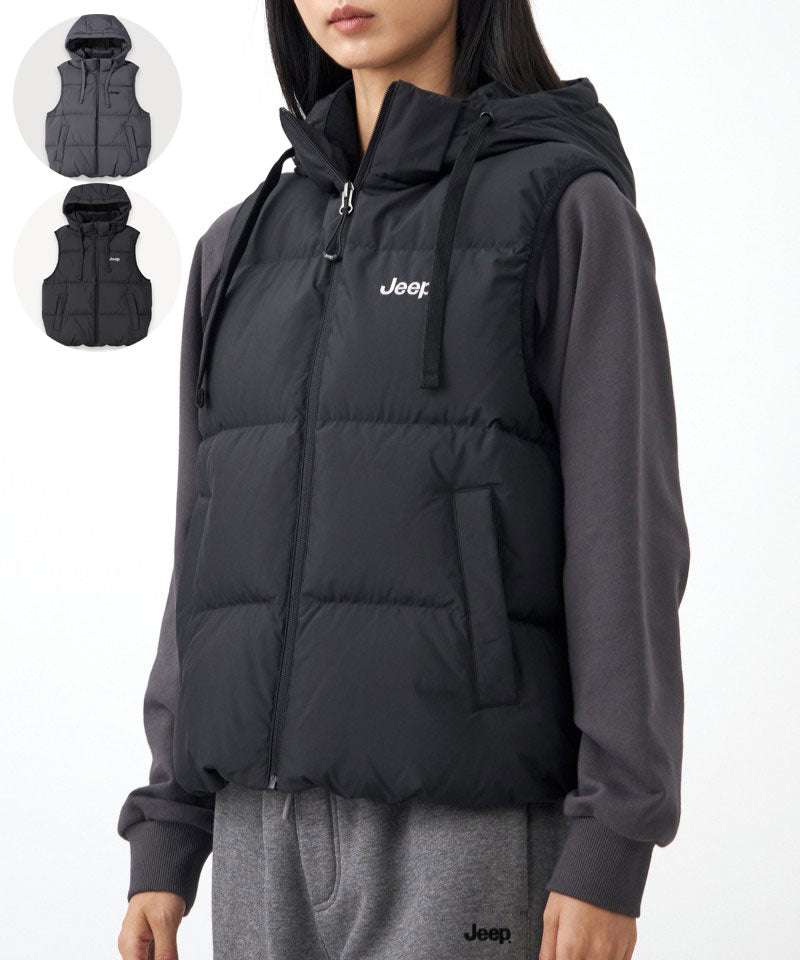 男女同款【WE ARE】韓國JEEP連帽鴨絨背心(防水、帽可拆) JQ4JPU692