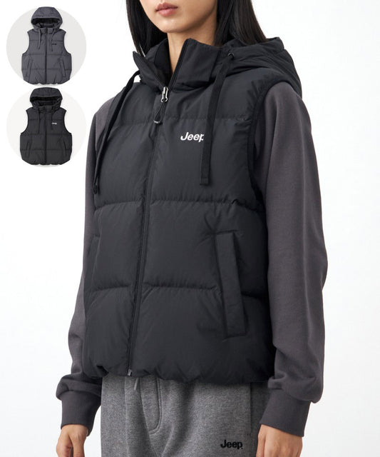 男女同款【WE ARE】韓國JEEP連帽鴨絨背心(防水、帽可拆) JQ4JPU692
