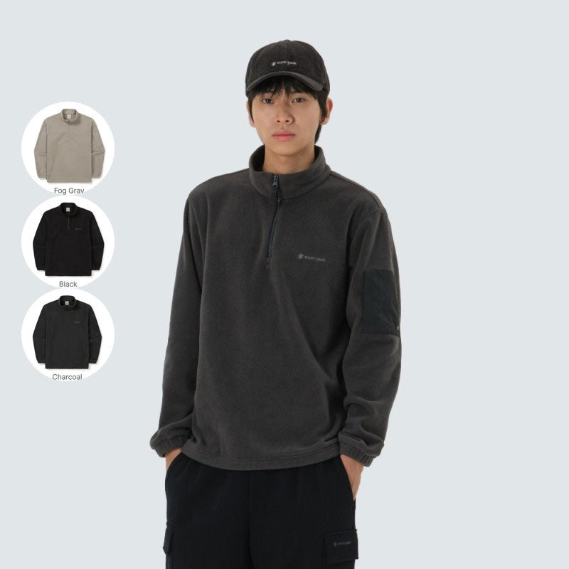 男款【WE ARE】韓國snow peak雪峰半拉鏈異材質抓絨上衣S25WMFZT74