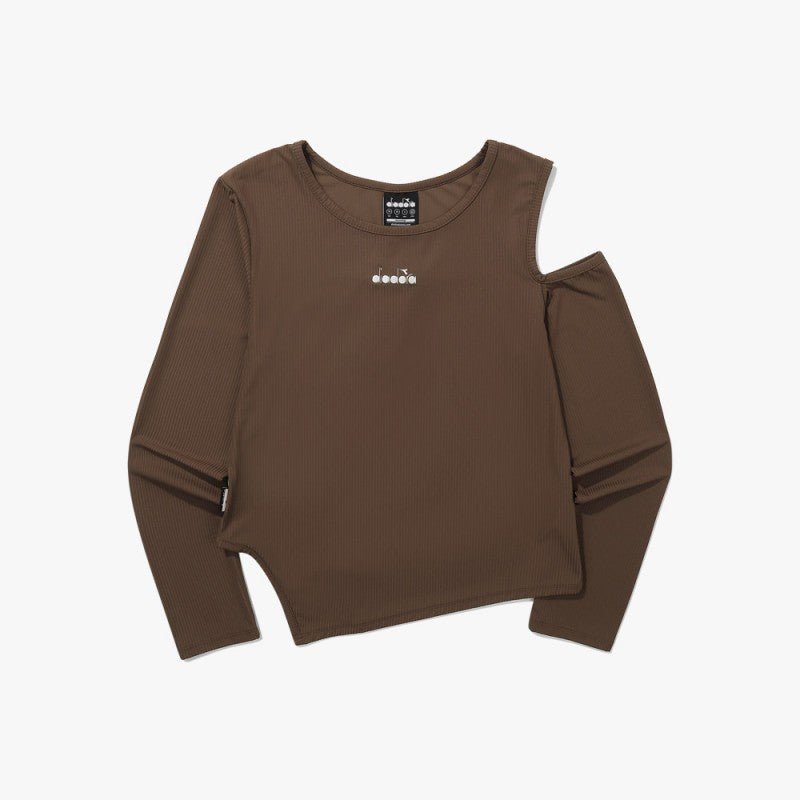 【WE ARE】韓國Diadora 女款露肩下擺不規則上衣  D5322TRL34
