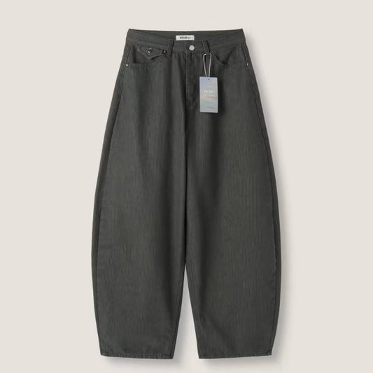 【樣品優惠現貨】大茜選品 韓國製【WE ARE】韓國DP東大門 細條紋彎刀牛仔褲20261004-2