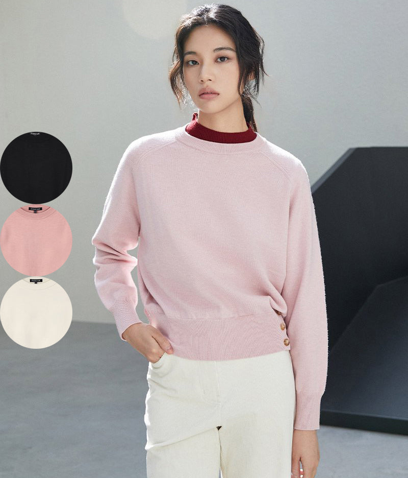 【WE ARE】韓國LAP 下擺三扣針織毛衣 AR4KHA69