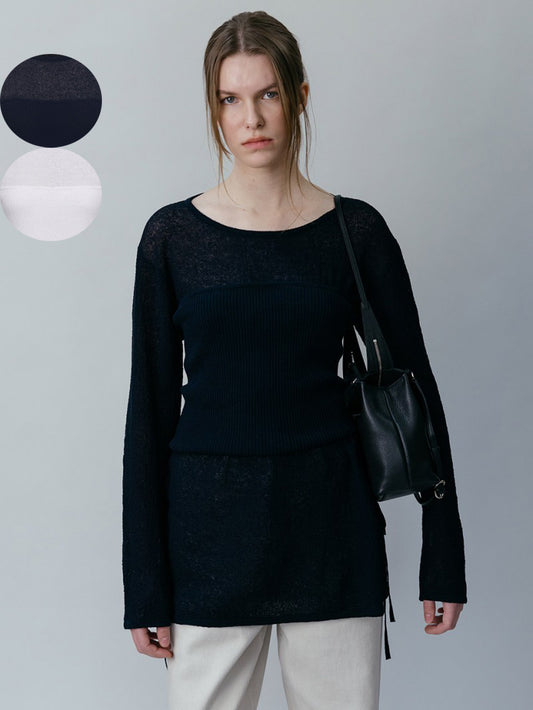 【WE ARE】韓國Loeuvre 兩件式(平口)透膚針織上衣 SS6SP6470