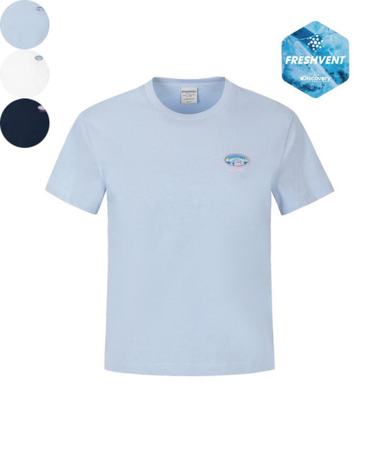 女款【WE ARE】韓國Discovery刺繡涼感防曬短版T恤DWRS9S063