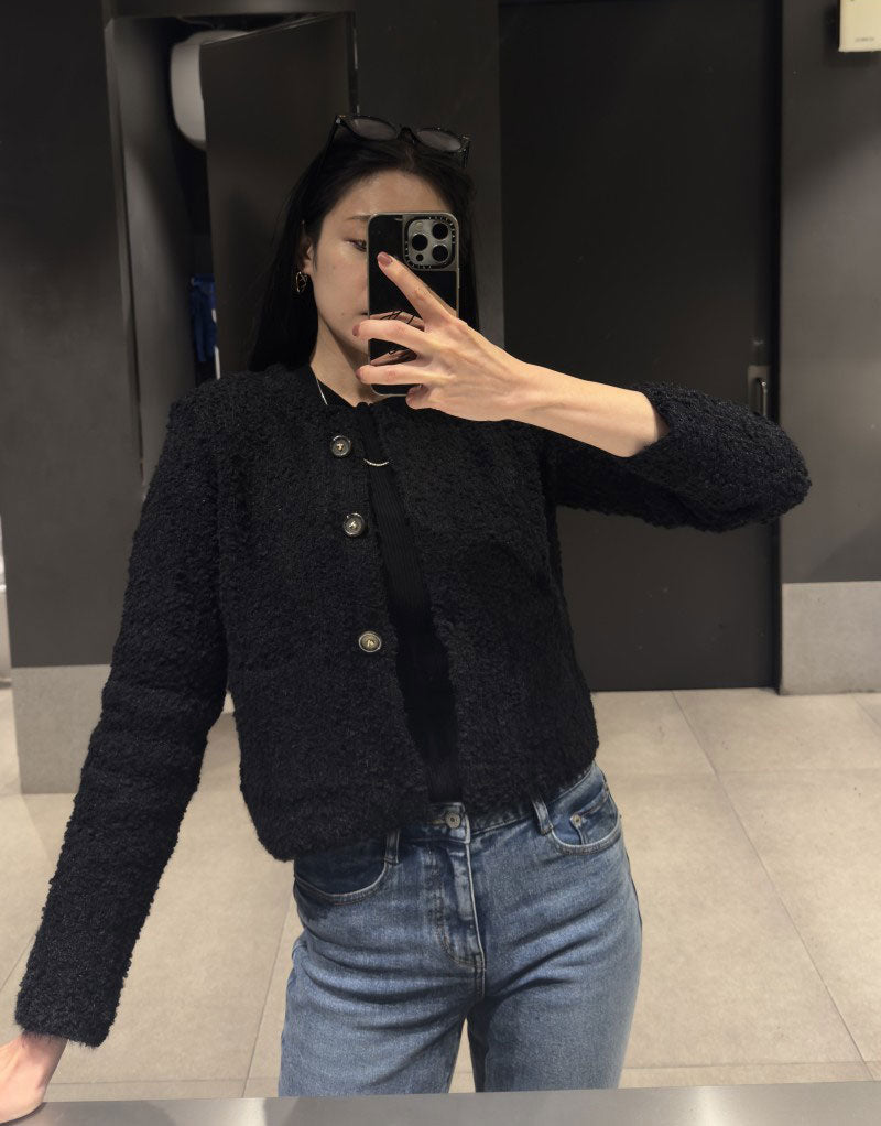 （有彈性）大茜選品【WE ARE】韓國TD 短版圓領小香風外套 SAC3NT003AA