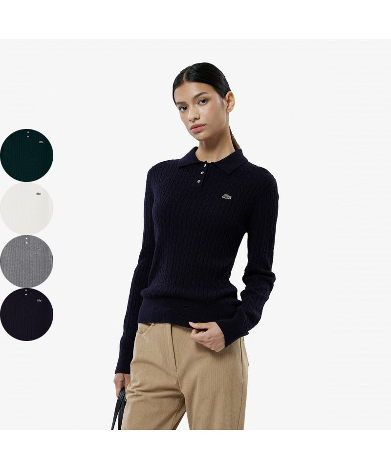 女款【WE ARE】韓國LACOSTE鱷魚POLO衫針織毛衣AF207E55N